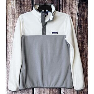 Patagonia Womens Micro D Snap-T Fleece Pullover Warm White Gray Small